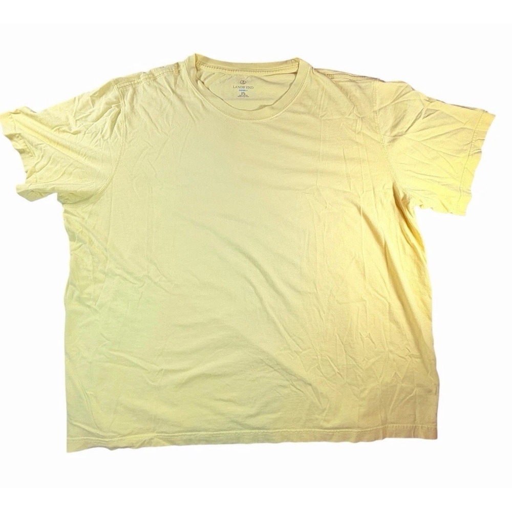 Lands' End Men's Solid Yellow Crew Neck Short Sleeve T-Shirt‎ Stretch Cotton 2XL